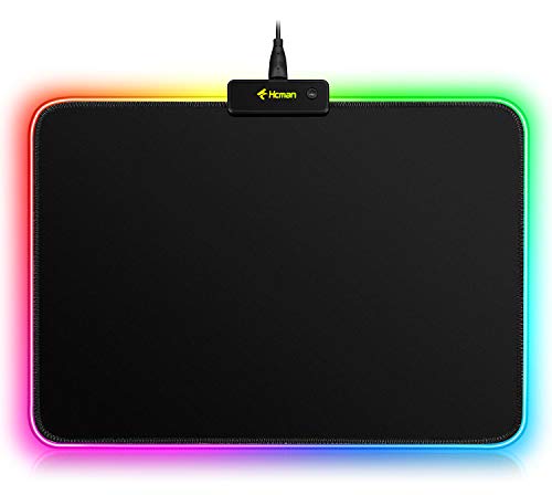 Product Cover RGB Gaming Mouse Pad Mat - 340×245×3mm Hcman Led Mousepad with Non-Slip Rubber Base, Soft Computer Keyboard Mouse Pad for MacBook, PC, Laptop, Desk