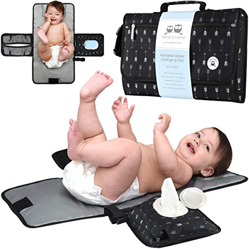 Product Cover Portable Changing Pad by N&N | Waterproof Baby Changing Pad Station for Travel with Extra Padding for Comfort & Built-in Memory Foam Pillow; Diaper Changing Pad Portable Detachable with One Hand