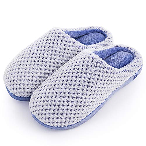 Product Cover DL Plush-Womens-Slippers-Memory-Foam Indoor Outdoor, Furry House Slippers for Women with Arch Support, Warm Fluffy Ladies Bedroom Slippers Anti-Slip Outsole Purple