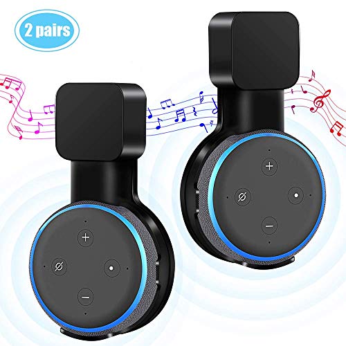 Product Cover Echo Dot Wall Mount for 3rd Gen, Outlet Wall Mount Holder for Speaker, Space-Saving Echo Accessories for Your Smart Home, with Hide Messy Wires Arrangement (Black, 2-Pack)