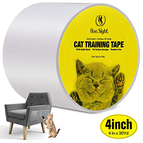 Product Cover One Sight Cat Scratch Training Deterrent Tape, 4 Inches x 30 Yards(33% Wider) Anti-Scratch Cat Furniture Protector, Clear Double Sided Cat Couch Protector Cat Sticky Paws Tape for Furniture, Carpet