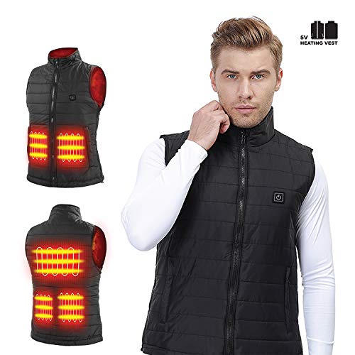 Product Cover Heated USB Electric Puffer Vest Heating Jacket Cold-Proof Warm Clothes Washable More Sizes Adjustment (Battery Not Included) ... (Black, l)