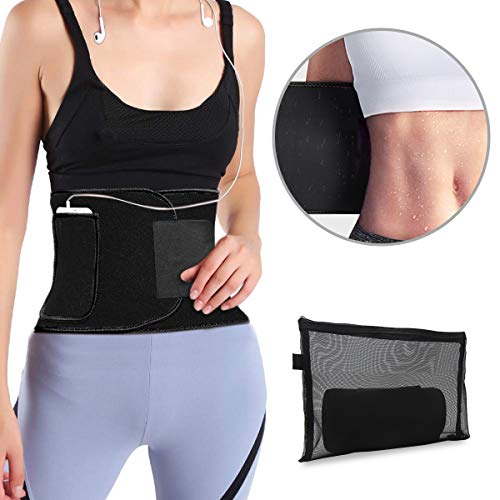 Product Cover Youtec Waist Trimmer, Neoprene Sweat Waist Trainer Belt, Stomach Wrap for Weight Loss, Workout Slimming Band, Velco Adjustable Belly Fat Burners Sweat Trimmer for Women Men with Phone Bag (Upgraded)