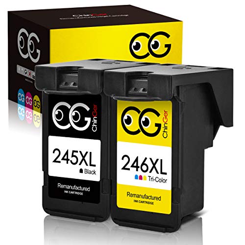 Product Cover ChinGer Remanufactured 245XL 246XL Ink Cartridge Replacement for Canon PG-245XL CL-246XL PG-243 CL-244 Used in Pimax MX492 MX490 MG2522 MG3022 MG2920 TS3120 MG2420 MG2520 MG2922 (1Black, 1Tri-Color)