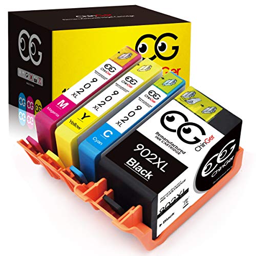 Product Cover ChinGer 902XL Remanufactured Ink Cartridge Replacement for HP 902 Ink Cartridges Work for HP OfficeJet Pro 6975 6968 6962 6970 6978 6960 6958 6954 6950 6979 6951 Printer (Black, Cyan, Magenta, Yellow)
