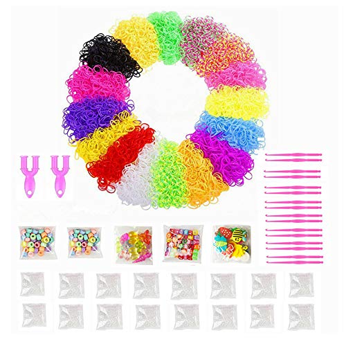 Product Cover NEFUTRY 9600 Rubber Bands Refill Pack in 16 Colors, 16 Packs S Clips, 16 Pcs Small Hooks, 1 Big Hook, 2 Y Shape Looms and 2 Packs Lovely Charms, 1 Pack ABC Beads, 2 Packs Colorful Beads (16 Colors)