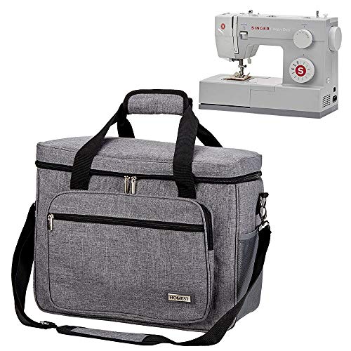 Product Cover HOMEST Sewing Machine Carrying Case, Universal Tote Bag with Shoulder Strap Compatible with Most Standard Singer, Brother, Janome, Grey