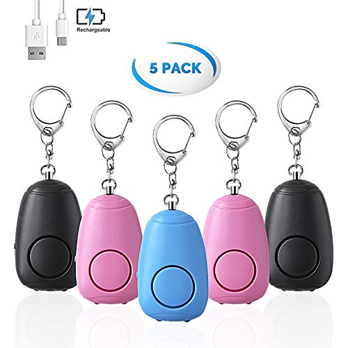 Product Cover Safe Sound Personal Alarm, 5 Pack Personal Security Alarm Key Chain with Double LED Lights, Emergency Safety Alarm, Emergency Self Defense Alarm, Security Safe Sound Rape Whistle Safety Siren
