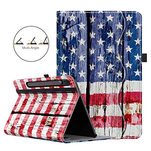 Product Cover VORI Case for Galaxy Tab S6 10.5, Support S Pen Wireless Charging, Multi-Angle Viewing Smart Cover with Auto Wake/Sleep and Hand Strap for Samsung Model SM-T860/T865/T867 2019 Release, American Flag