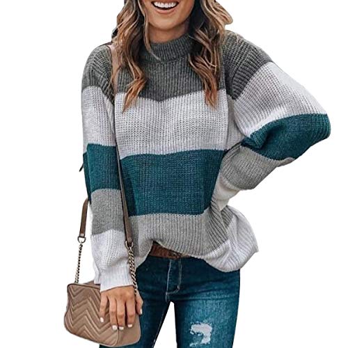 Product Cover ZESICA Women's Striped Color Block Sweater Long Sleeve Chunky Oversized Casual Pullover Jumper Tops