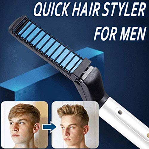 Product Cover HEMIZA Electric Beard Straightener Hair Comb Beard Care Comb Curly Hair Straightening Comb Curler For Men