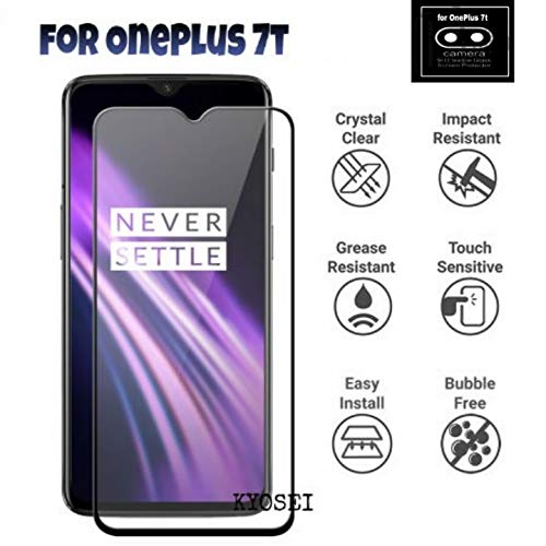 Product Cover Kyosei's Ultra Clear Anti-Burst 9H Hardness Edge-to-Egde Tempered Glass Screen Protector + Camera Lens Protector for OnePlus 7t