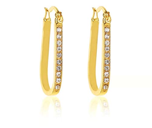 Product Cover Hoop Earrings U Shaped Glitter Faux Crystal Cuff Earrings for Women Valentine's Day Gifts