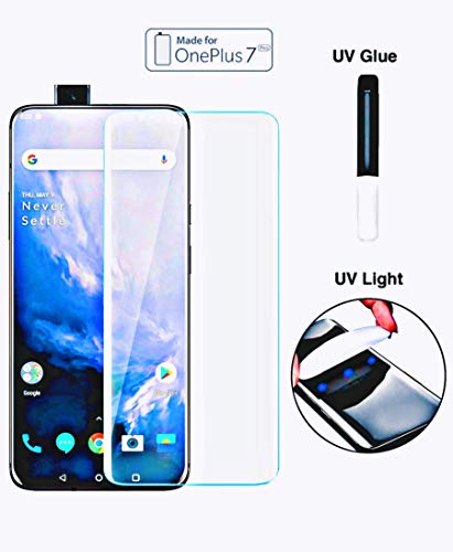 Product Cover Aeidess Tempered Glass for OnePlus 7 Pro/Oneplus 7T Pro Advanced Border-Less Full Edge to Edge UV Screen Protector with Installation kit - Pack of One