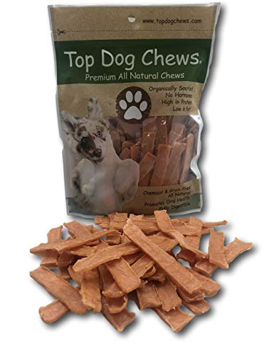 Product Cover Top Dog Chews Flat Turkey Tendons - Made in The USA - Large 1LB/16oz Bag