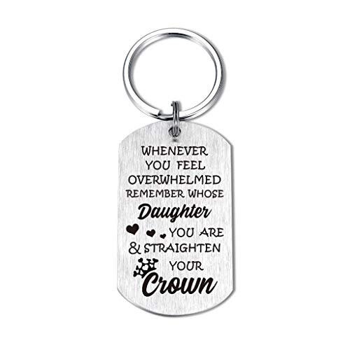 Product Cover Daughter Son Keychain Whenever You Feel Overwhelmed Remember Whose Straighten Your Crown Birthday Gifts Inspirational Jewelry