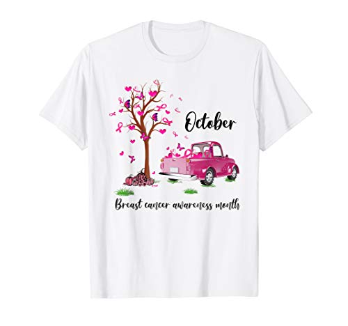 Product Cover Pumpkin Pink Truck October Breast Cancer Awareness Month T-Shirt