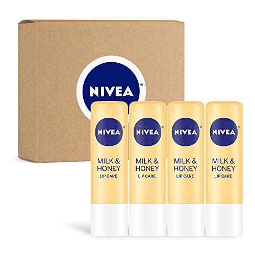 Product Cover NIVEA Milk & Honey Lip Care - Moisturized Lips All Day - 0.17 oz Tube - 4 Pack