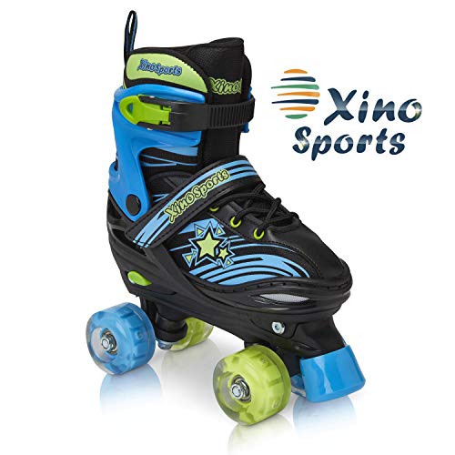 Product Cover Xino Sports Kids Adjustable Roller Skates for Girls & Boys with Light Up Wheels (Ages 5-20) - Roller Skates with Illuminating Wheels