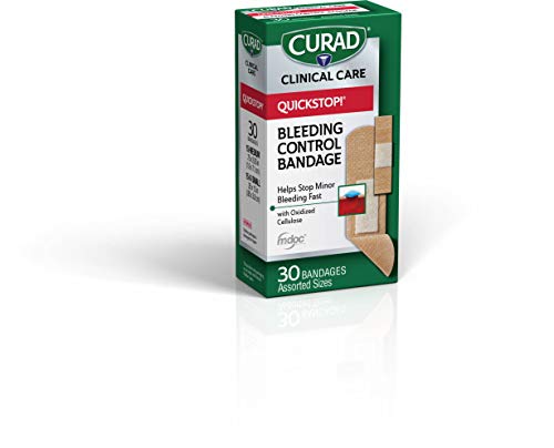 Product Cover Curad Quickstop Instant Clotting Technology, Flex Fabric Bandages, Helps with Minor Bleeding, Assorted Sizes, 30 ct. (Pack of 3)