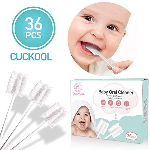 Product Cover Baby Toothbrush, Infant Toothbrush Clean Baby Gums Disposable Tongue Cleaner Gauze Toothbrush Infant Oral Cleaning Stick Dental Care for 0-36 Month Baby