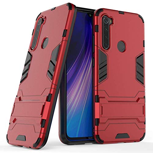 Product Cover Case for Xiaomi Redmi Note 8 DWaybox 2 in 1 Hybrid Armor Hard Back Case Cover with Kickstand Compatible with Xiaomi Redmi Note 8 6.3 Inch (Marsala Red)