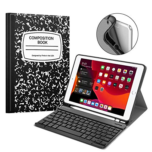 Product Cover Fintie Keyboard Case for iPad 7th Gen 10.2 Inch 2019, Soft TPU Back Stand Cover with Built-in Pencil Holder, Magnetically Detachable Wireless Bluetooth Keyboard for iPad 10.2