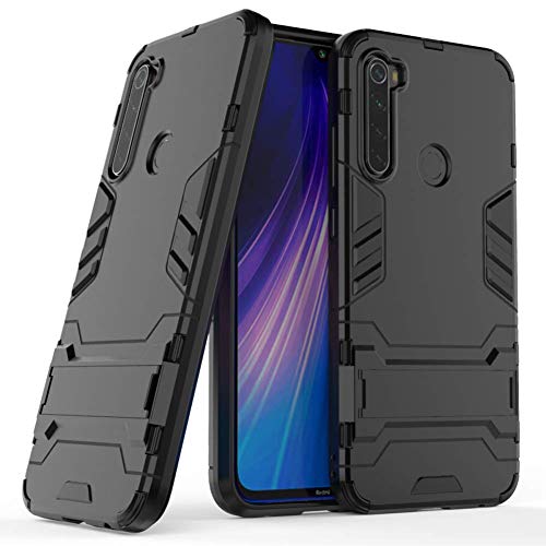 Product Cover Case for Xiaomi Redmi Note 8 DWaybox 2 in 1 Hybrid Heavy Duty Armor Hard Back Case Cover with Kickstand Compatible with Xiaomi Redmi Note 8 6.3 Inch (All Black)