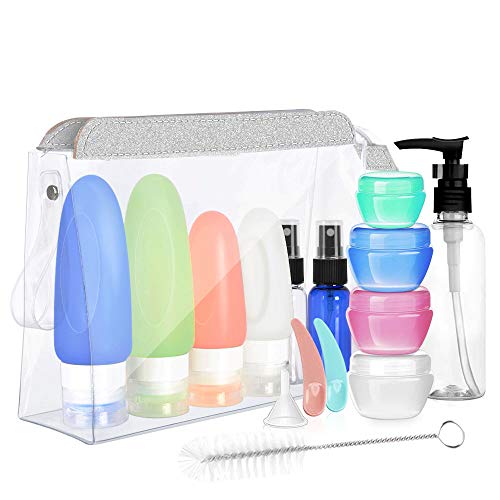 Product Cover [UPGRADED]16 Pack Travel Bottles Set Cehomi 3 Ounce Leakproof Silicone Refillable Travel Containers, Squeezable Travel Tube Sets, Heavy Duty Toiletry Bag, Perfect for Business Trip or Personal Travel