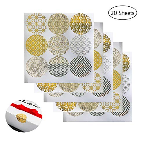 Product Cover 20 Sheets Decorative Gold Circle Envelope Seals Stickers Gift Boxes Stickers Label Stickers