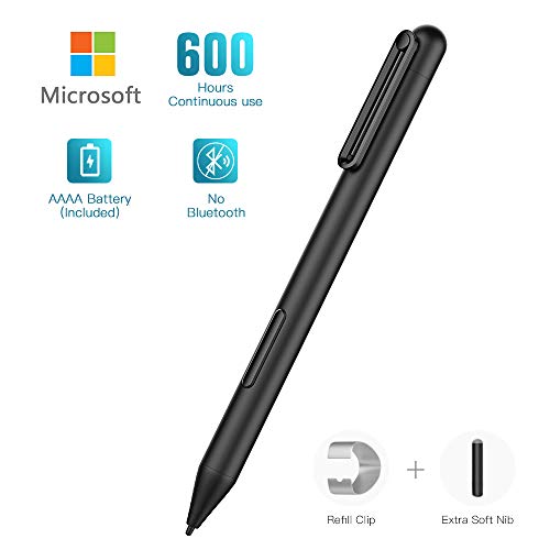 Product Cover MoKo Surface Pen, Microsoft Certified Surface Stylus Active Pencil with 1024 Pressure Sensitivity Supporting 600hrs Playing Time Compatible Surface Pro 3/4/5/6/7/X 2019,Surface 3/Go/Book/Laptop/Studio