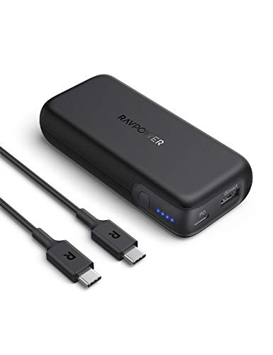 Product Cover Portable Charger RAVPower 10000 USB C Power Delivery(29W Max), 10000mAh Small PD Power Bank Compatible with iPhone 11/Pro/Max/ 8/ X/XS, Pixel 4XL/ 3/3XL, Samsung S10, iPad Pro 2018 and More