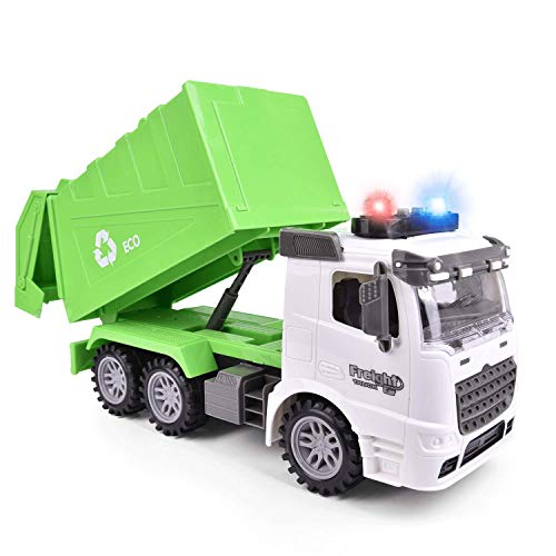 Product Cover Garbage Truck Toy, Friction Powered Car for Kids, Toys Truck with Lights and Sounds, 12 Inch Car for 3-8 Years Old