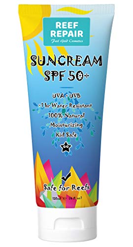 Product Cover Reef Safe Sunscreen SPF 50+ All Natural, Water Resistant, Moisturizing, Biodegradable, Broad Spectrum UVA/UVB Ocean Friendly Mineral Sunblock from Reef Repair 4 fl. Oz