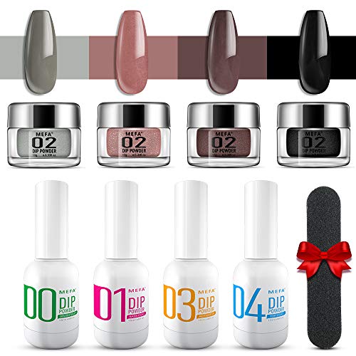Product Cover MEFA Dipping Powder Kits for Nail 4 Colors Dipping Powder System Starter Kit Acrylic Dipping System for French Nail Manicure nail art Set Essential kit