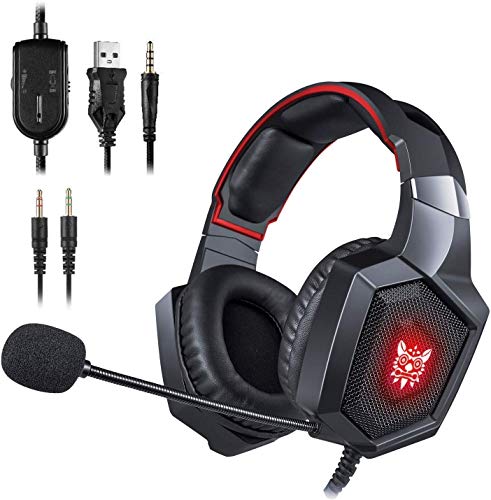 Product Cover Gaming Headset PS4 K8 Stereo Xbox one Headset Wired PC Gaming Headphone with Noise Cancelling Mic,Over Ear Gaming Headphones for PC/MAC//PS4/New Xbox One/Laptop