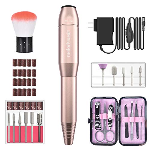 Product Cover Electric Nail Drill Set, MelodySusie 11 in 1 Portable Professional Manicure Pedicure Acrylic Nail Kit with 20 PCS Nail Sand Bands for Acrylics Gel Nails