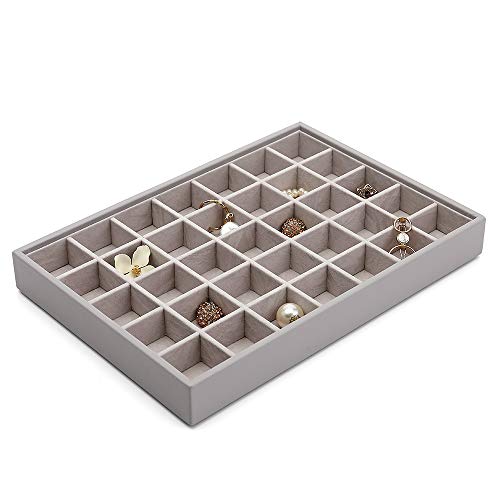 Product Cover Vlando Miller Jewelry Tray Stackable Showcase Display Drawer Organizer Storage Checkerboard,Multiple Color Combinations, Large Capacity Multi-Layer Design and Fashion(Grey)