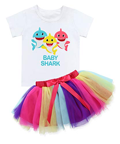 Product Cover Baby Girls Birthday Shark Doo Doo Doo Romper + Tutu Dress 2nd Birthday Outfit Set 24 Months