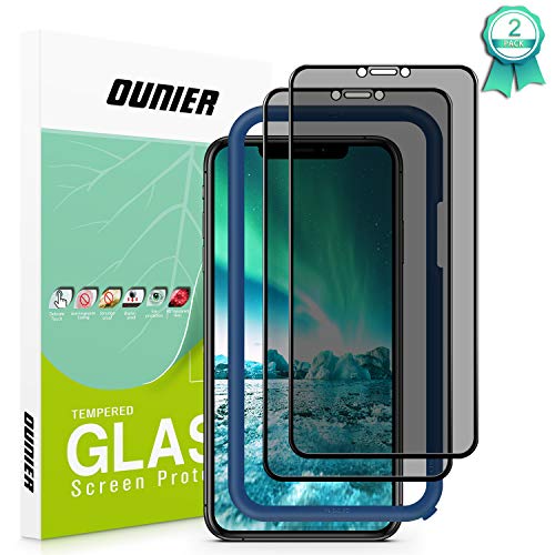 Product Cover OUNIER for iPhone 11 Pro/X/Xs 28°True Privacy Screen Protector, [2-Pack] [Easy Frame] [Full Coverage] Anti-Spy Tempered Glass Screen Protector Compatible with Apple iPhone X/Xs & iPhone 11 Pro [5.8