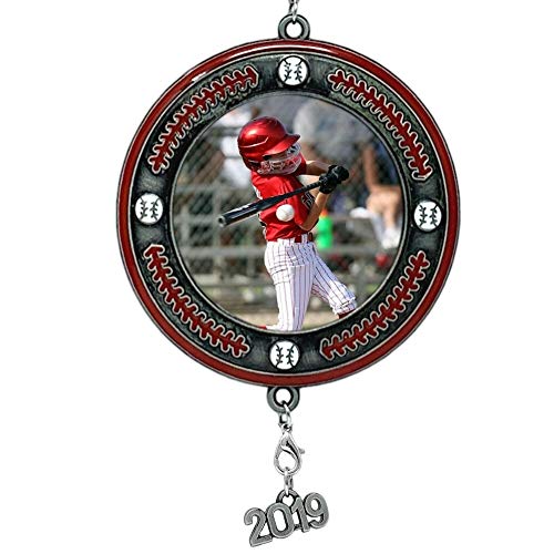 Product Cover BANBERRY DESIGNS Baseball Picture Frame- Christmas Ornament Dated 2019 Keepsake - Sports Team Photo Holder Ornament