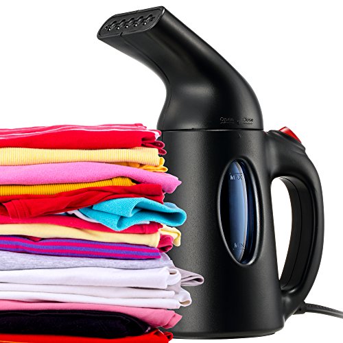 Product Cover Home Garment & Fabric Handheld Steamer - Portable, Lightweight Design & Travel Size - Ultra Fast Heat Up - Ideal for Clothes, Curtains, Carpets - Spit Free - Auto Shut Off Safety Function Black