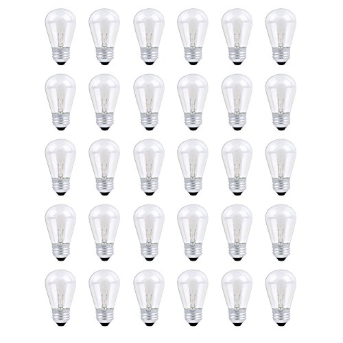 Product Cover 30 Pack S14 Outdoor String Light Bulbs Set, 120V 11W Clear Outdoor Patio Vintage Light Shatterproof Bulbs