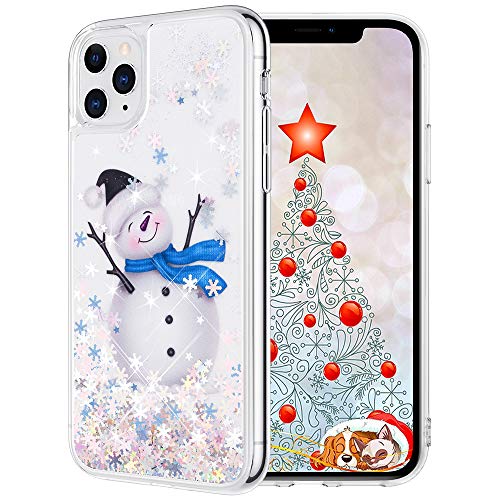 Product Cover Maxdara Christmas Case for iPhone 11 Pro Max, Merry Christmas Snowman Pattern Glitter Liquid Bling Sparkle Cute Case for Girls Children Women Gifts Case for iPhone 11 Pro Max 6.5 inches(Snowman)