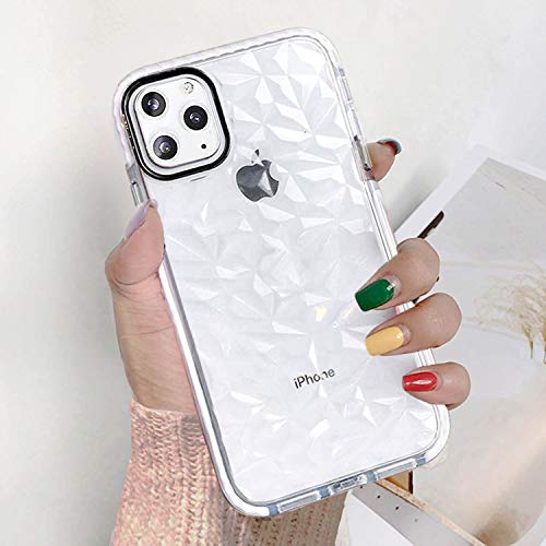 Product Cover Superyong for iPhone 11 Pro MAX Case,Crystal Clear Slim Diamond Pattern Soft TPU Anti-Scratch Shockproof Protective Cover for Women Girls Men Boys with iPhone 11 Pro MAX 6.5 Inch-White