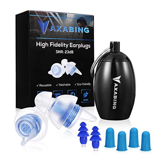 Product Cover AXABING High Fidelity Earplugs,Concert Ear Plugs - Hearing Protection Earplugs for Concerts Musicians Airplane Motorcycles Noise Reduction Ear Plugs (Blue)