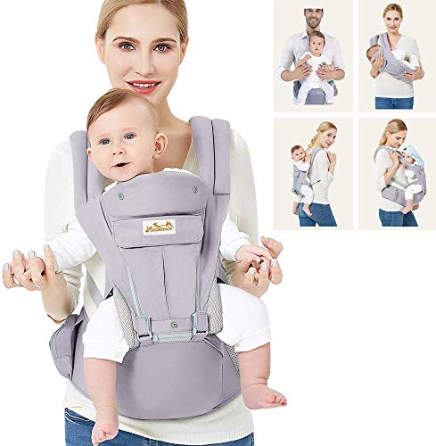 Product Cover Viedouce Baby Carrier Ergonomic with Hip Seat/Pure Cotton Lightweight and Breathable, Gray