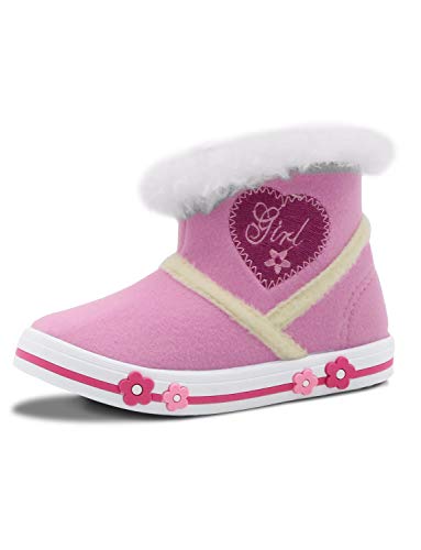 Product Cover Mon ami Toddler Girl Boots Pink Girl Kids Boots Anti-Slip Sole Warm Winter Shoes Side Zipper Lace-Up Ankle Fashion Comfort Boots （Toddler/Little Kid）