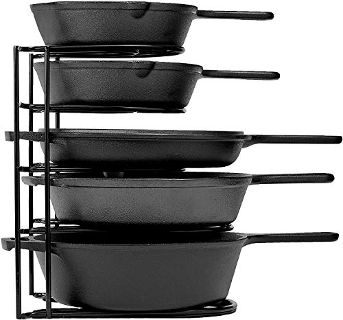Product Cover Geo Fashion Heavy Duty Pan and Pot Organizer, 5 Tier Rack - Holds Cast Iron Skillets, Griddles and Shallow Pots - Durable Steel Construction - no Assembly Required