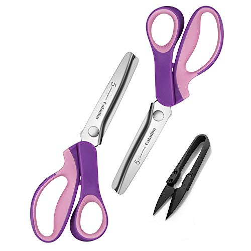 Product Cover Galadim Pinking Shears Set (5MM, Pack of 2 PCS, Serrated & Scalloped Edges) - Soft Grip Zig Zag Scissor for Fabric Leather - Pinking Scissors for Sewing - GD-012-X(5MM)